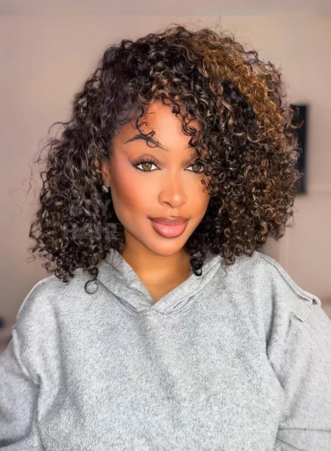 بلاي باروكة شعر طبيعي نصفية مموجة من BLY، 3 في 1، بدون غراء، برباط قابل للطي، مناسبة للنساء، لون 1B، 30 لون، كثافة 180، باروكة بوب قصيرة 16 بوصة - Image 1